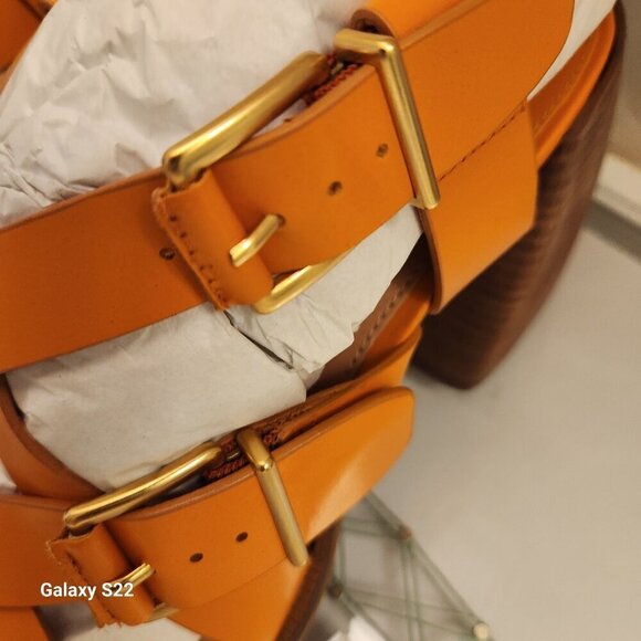 Vince Camuto Leather "Penina" Apricot Crush Block Heeled Sandals. 10. NIB - Picture 9 of 13